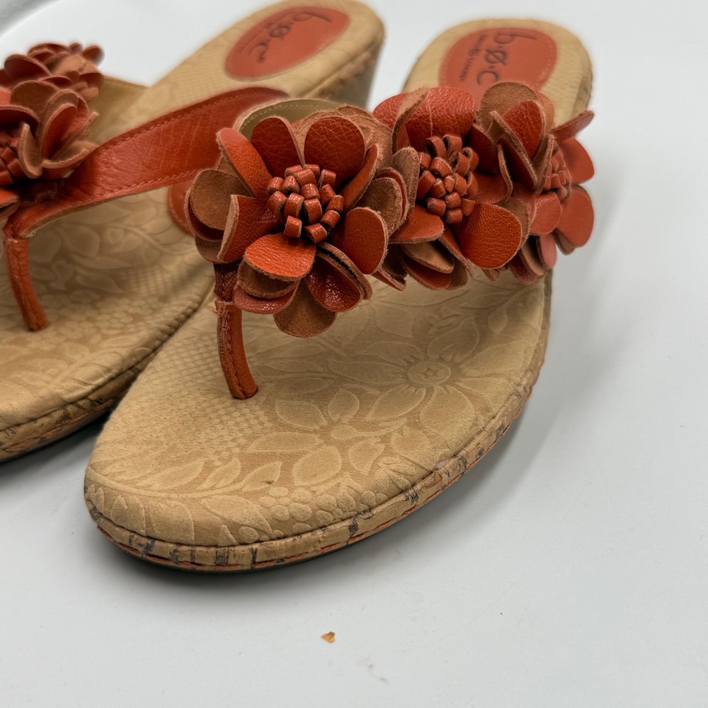 B.O.C. Born Concept Women‎ Orange Floral Wedge Sandals C32108 CBTA13 Size 9/40.5